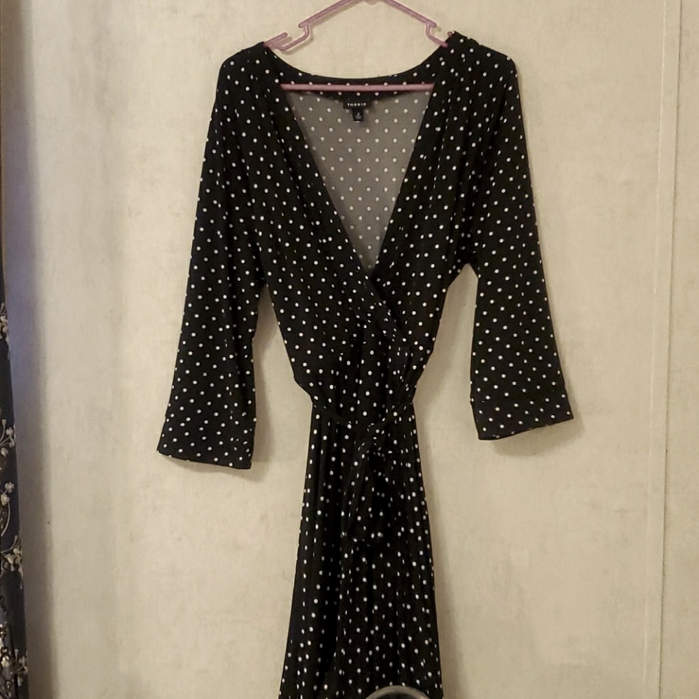 Torrid's little black polka dot dress